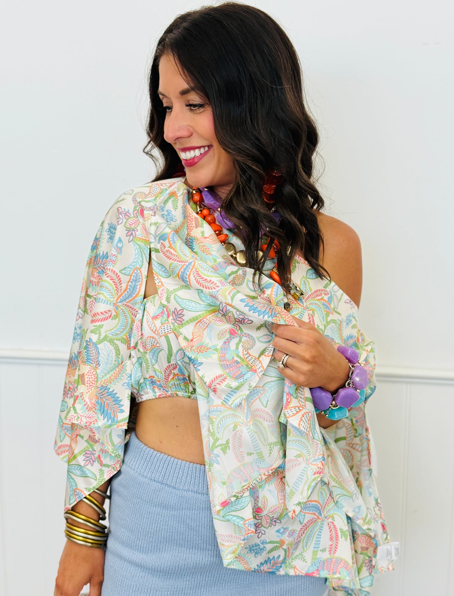Blue Tropics Poncho Top (Reg & Plus)