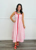 Pink Striped Sleeveless Midi Dress (Reg.)