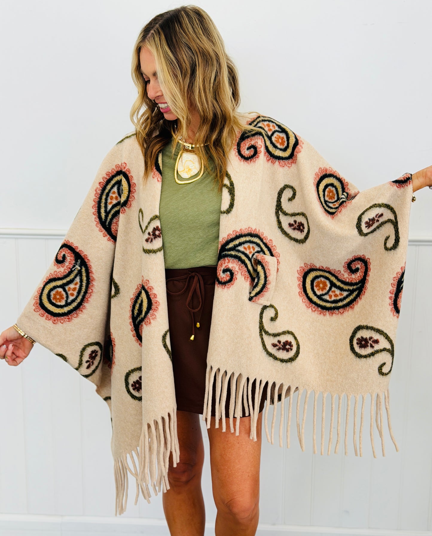 Paisley Wrapped in Style Poncho (OS)