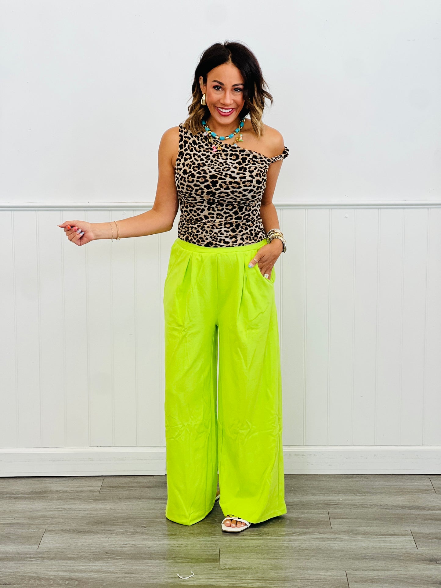 Lime Green Pleated Trouser Sweatpants (Reg.)