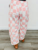 Baby Pink Checkered Print Barrel Pants (Reg & Plus)