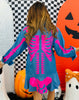 Queen Of Sparkles Denim & Pink Sequin Skeleton Mini Dress (Reg. and Plus)