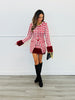 Red Check Fur Trim Jacket & Mini Skirt Set (Reg.)