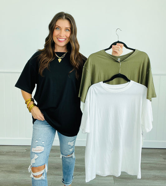 Organic Cotton Boyfriend Tee (Reg. and Plus)- 3 Colors