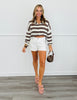 Gigi Ivory Striped Cardigan (Reg.)