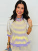 Lavender/Yellow Striped Half Sleeve Sweatshirt (Reg.)