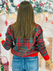Red Plaid Jewel Trim Knit Jacket (Reg.)