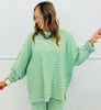 Lime Striped Oversized Fleece Sweater Top (Reg.)