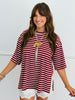 Striped Lace Side Slit Top (Reg. and Plus) - 6 Colors