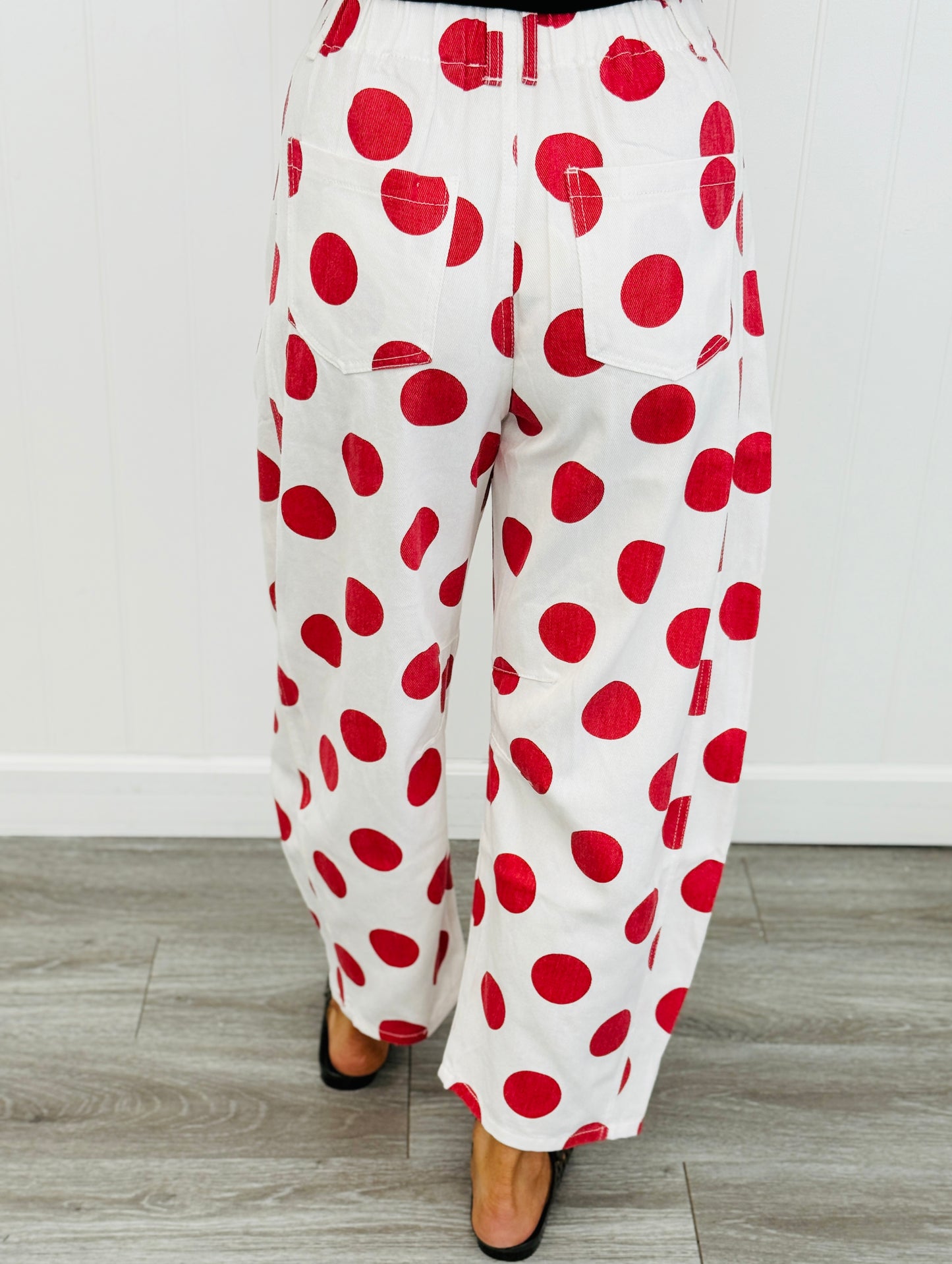 Dk Red Polka Dot Barrel Pants (Reg. and Plus)