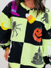 Queen Of Sparkles Green & Black Checkered Halloween Icon Sweatshirt (Reg. and Plus)