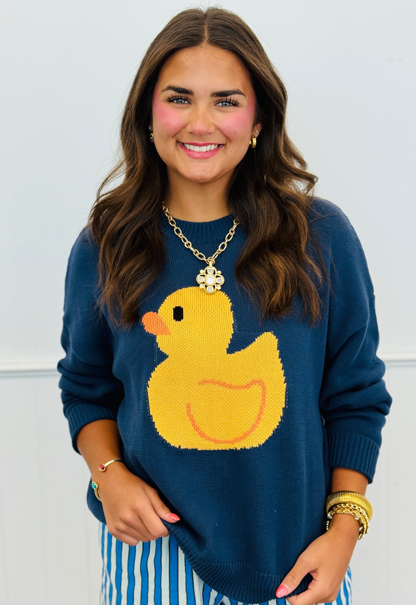 Navy Rubber Ducky Graphic Sweater Top (Reg.)