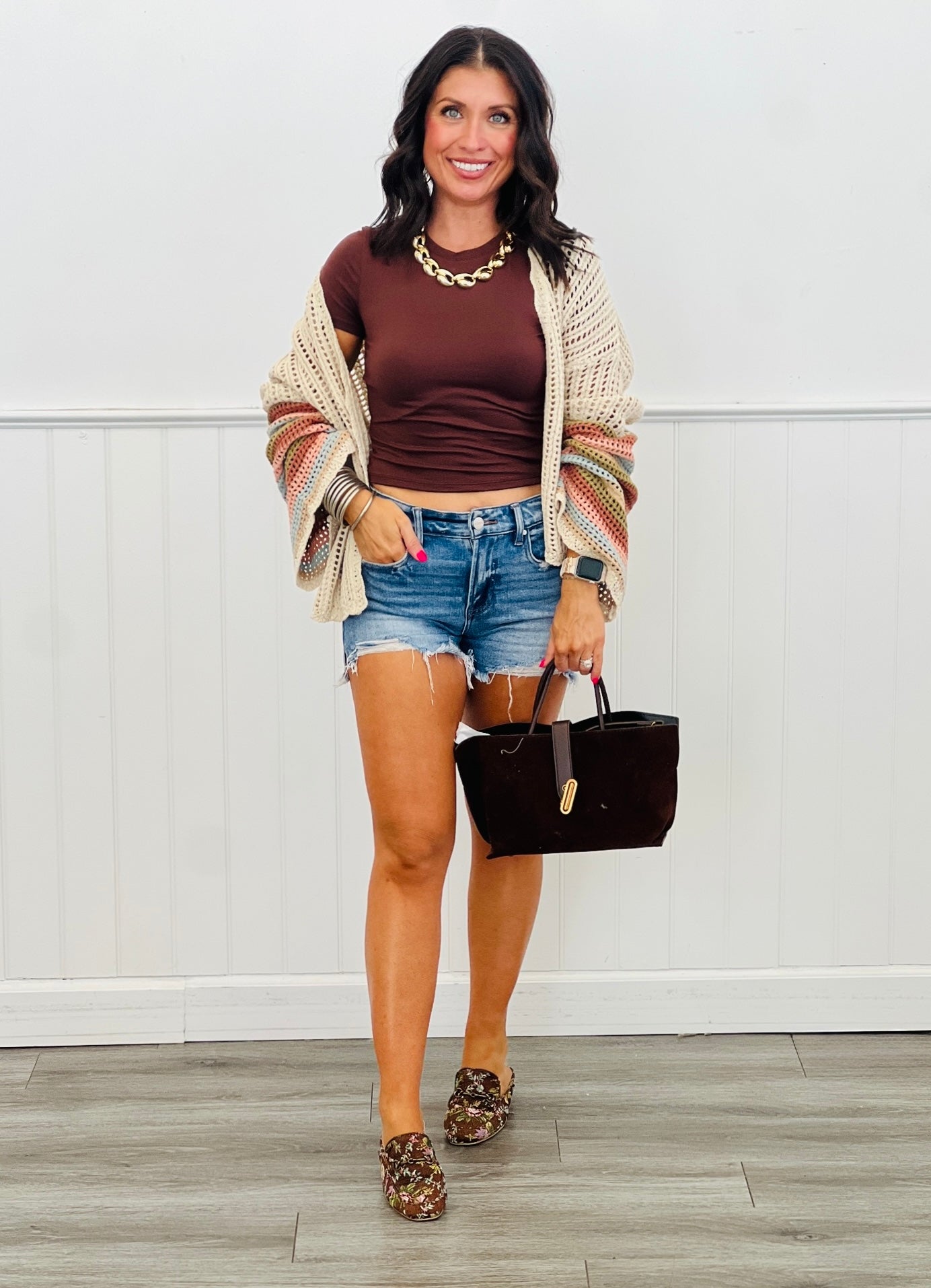 Summer Contrast Stripes Sweater Cardigan (Reg.)-2 Colors