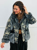 Grey Sequin Printed Faux Fur Button Up Jacket (Reg.)