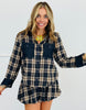 Navy Plaid Bubble Mini Skirt (Reg.)