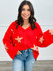 POL Apple Red Stars Abound Chenille Sweater Top (Reg)