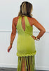 Green Halter Neck Twist Fringe Maxi Dress (Reg.)