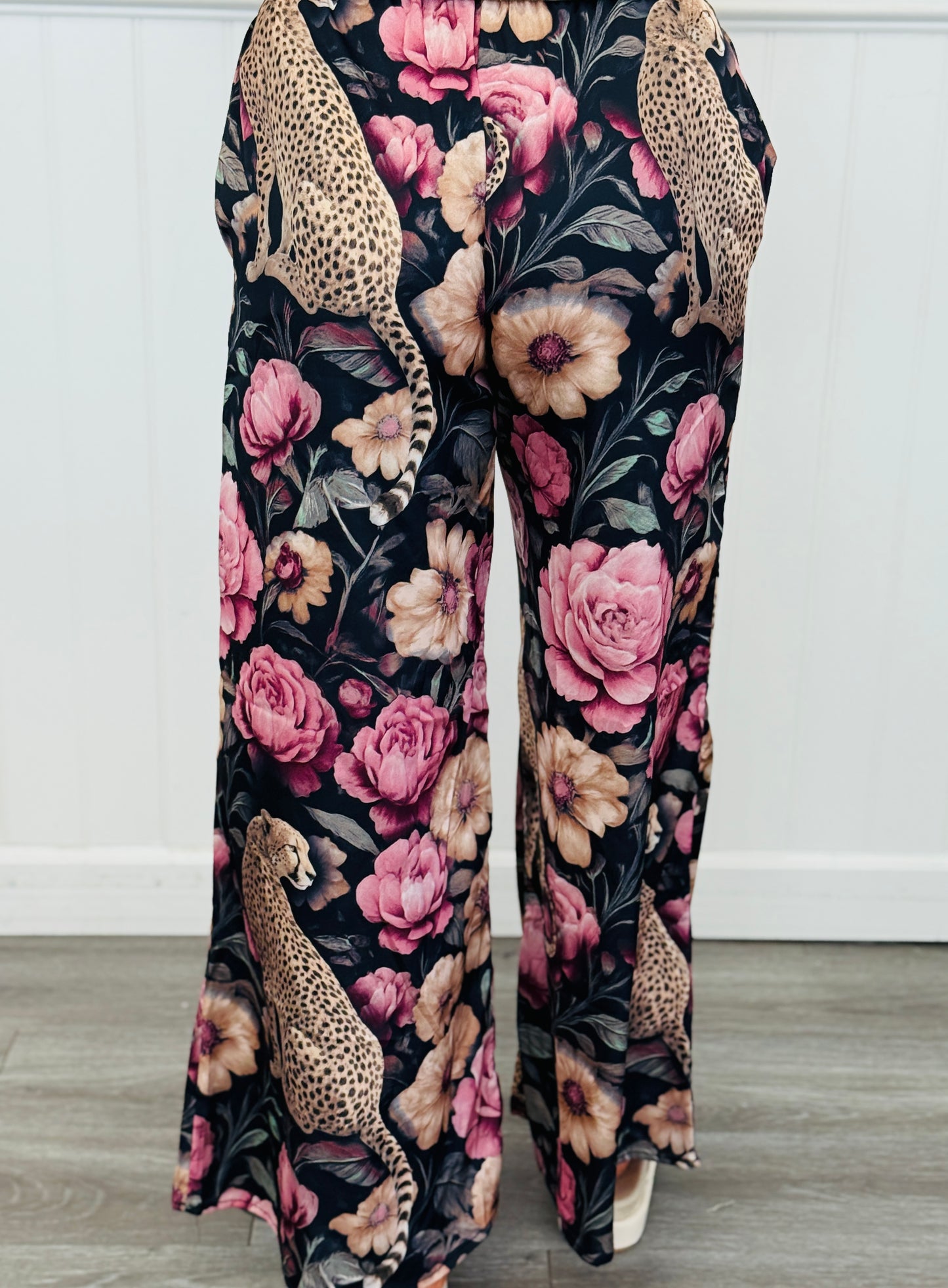 Black Floral Noir & Cheetah Print Pants (Reg & Plus)