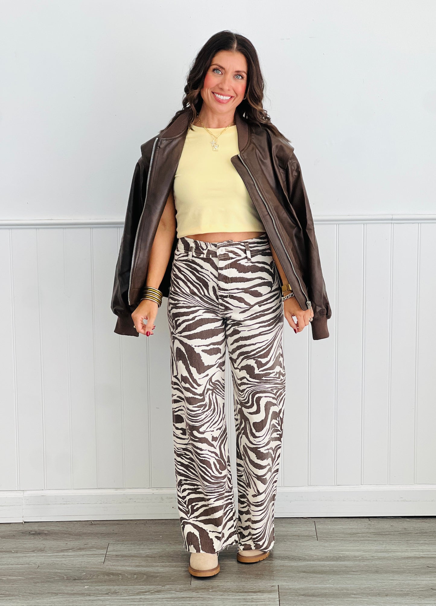 Dark Brown Zebra Print Pants (Reg.)