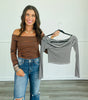 Fold Over Long Sleeve Striped Top (Reg. ) -2 Colors