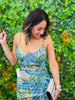 Blue/Green Print Mesh Top & Skirt Set (Reg.)