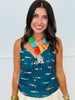 Fish Print Front Tie Cami Top (Reg & Plus) - 2 Colors