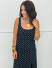 Navy Polka Dot  Side Slit Midi Dress (Reg.)