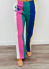 Queen Of Sparkles Multi Colorblock Stripe Sparkle Sweat Pants (Reg. and Plus)