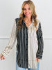 Striped Color Block Button Down Top (Reg.)