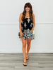 Black/White Printed Tie Straps Blouse (Reg. and Plus)