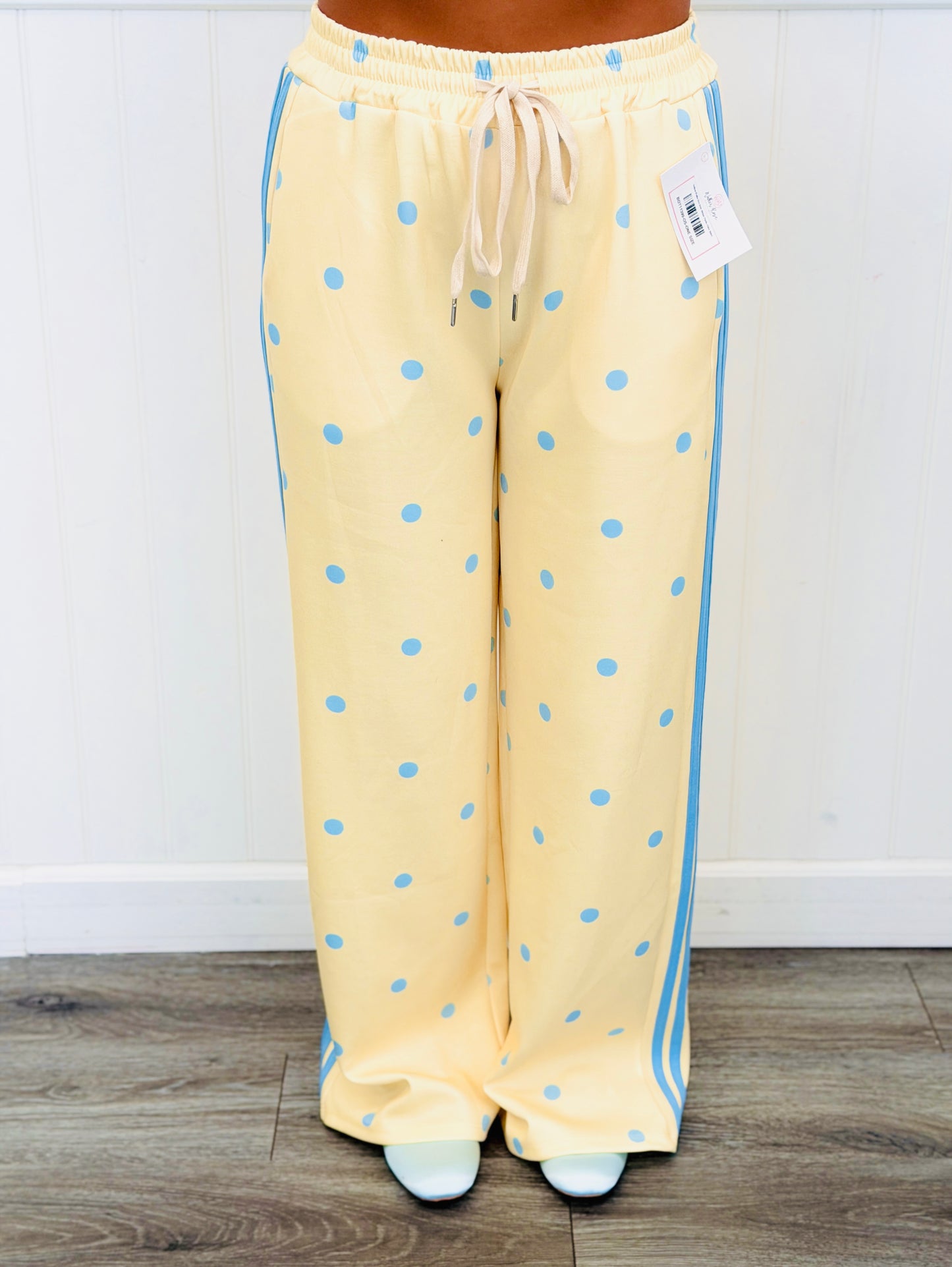 Yellow Polka Dot Side Stripe Pants (One Size)