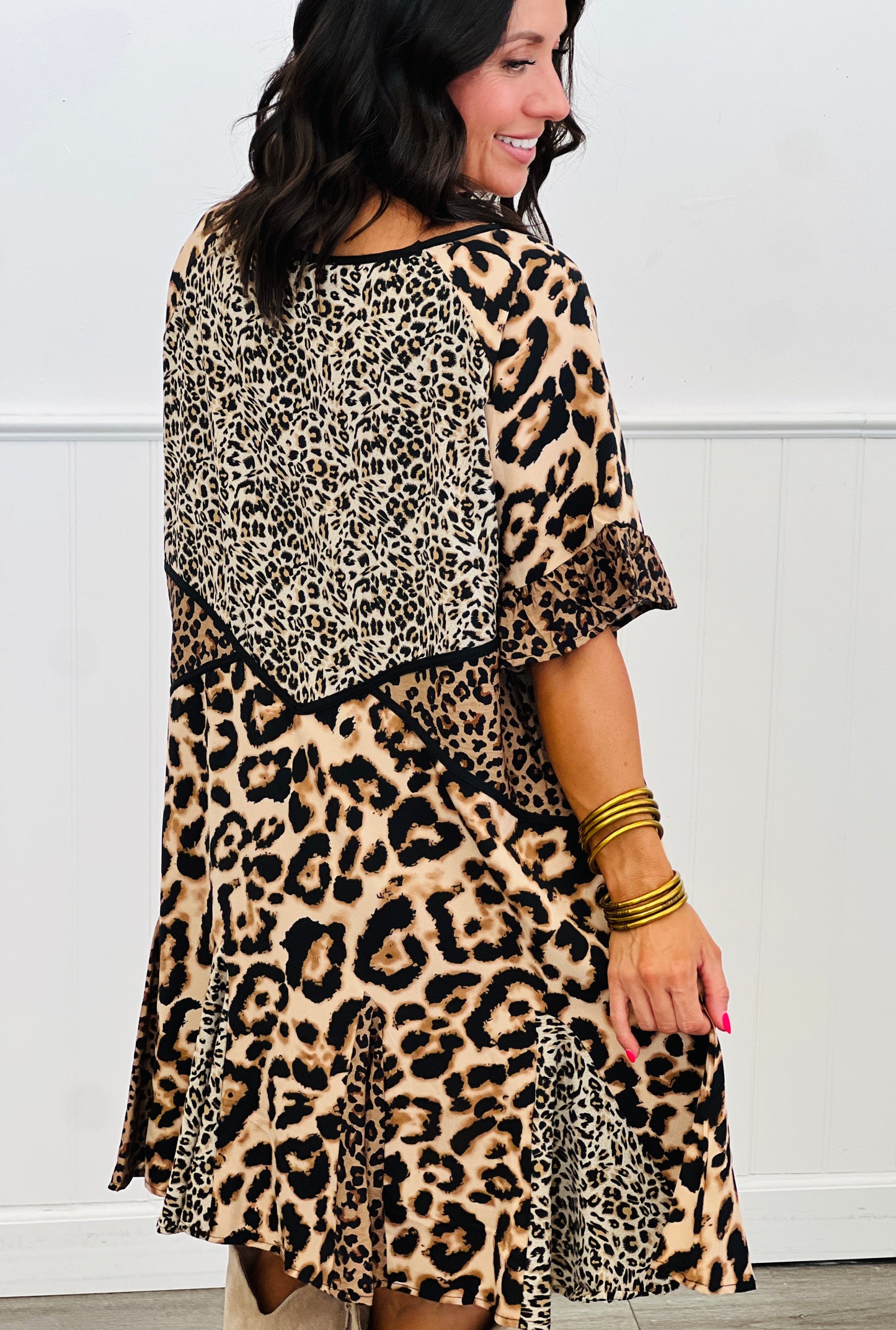 Leopard Mixed Print Mini Dress (Reg.)