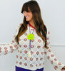 Ivory Contrast Florets Crochet Pullover Sweater (One Size)