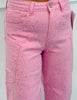 Pink Rhinestone Embellished Barrel Leg Jeans (Reg.)