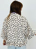 Crinkle Polka Dot Ruffled Hem Button Up Top (Reg.)
