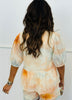 Orange Multi Triple Front Tie Blouse (Reg & Plus)