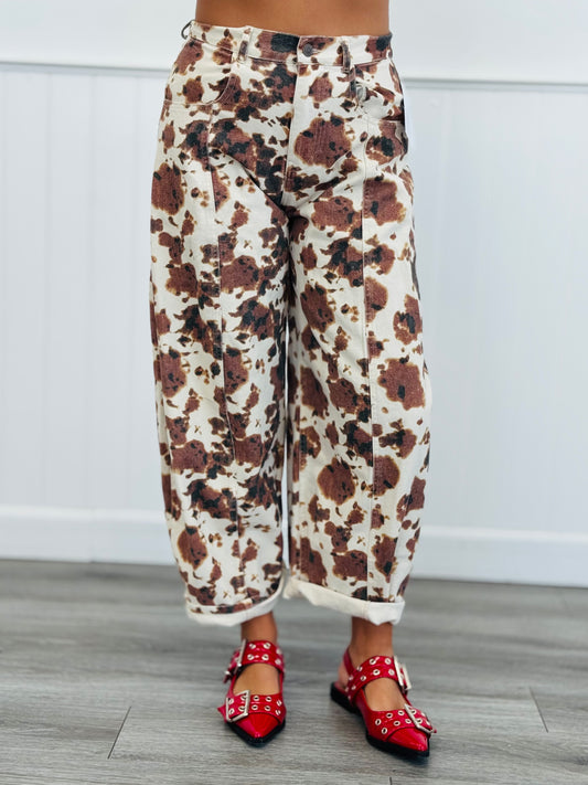 Brown Cow Print Wide Leg Pants (Reg.)