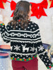 Queen Of Sparkles Black & White Nordic Flower Reindeer Pearl Cardigan (Reg. and Plus)