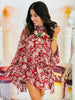 Burgundy Floral High Neck Ruffle Mini Dress (Reg.)