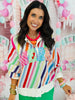 Queen Of Sparkles  Rainbow Striped 'Merry' Button Up Cardigan (Reg. and Plus)