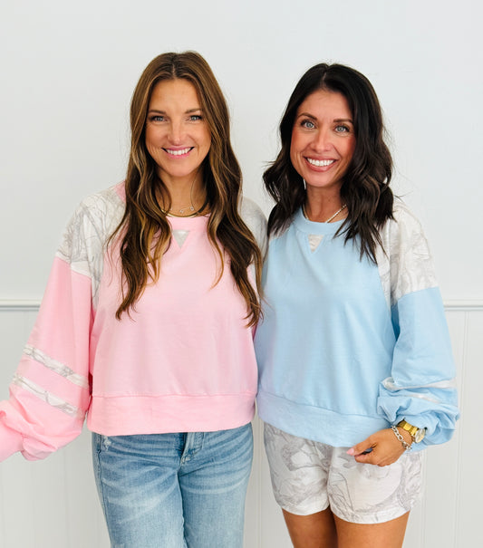 Camo Inserts Sweatshirt (Reg & Plus)-2 Colors