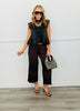 Black Satin Lace Insert Blouse (Reg.)