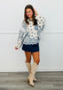 POL Cream/Blue Multi Lace Trim Sweater Top (Reg.)