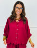 Scallop Hem Half Sleeve Blouse (Reg.) - 4 Colors