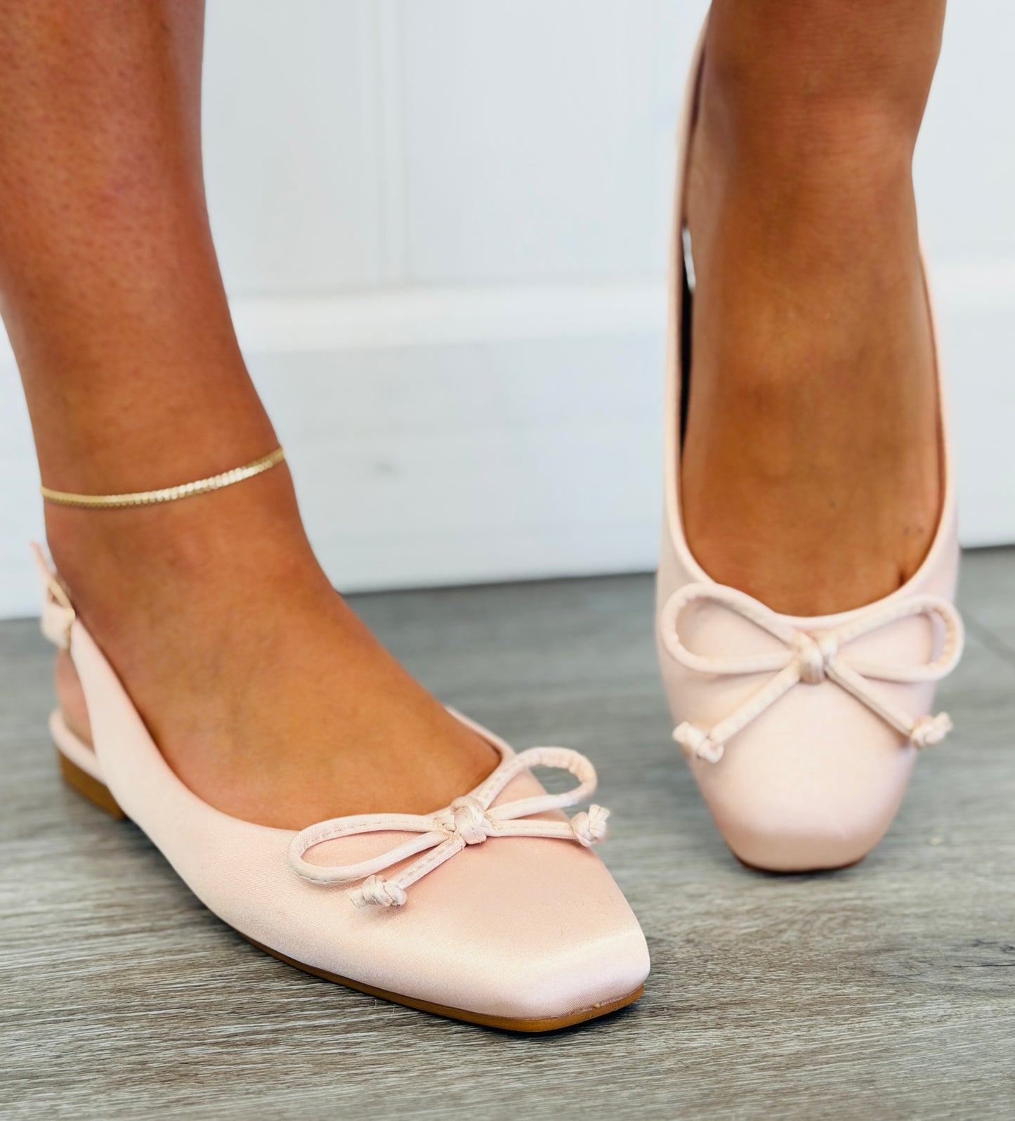 Ballet Pink Satin Grace Slingback Flats