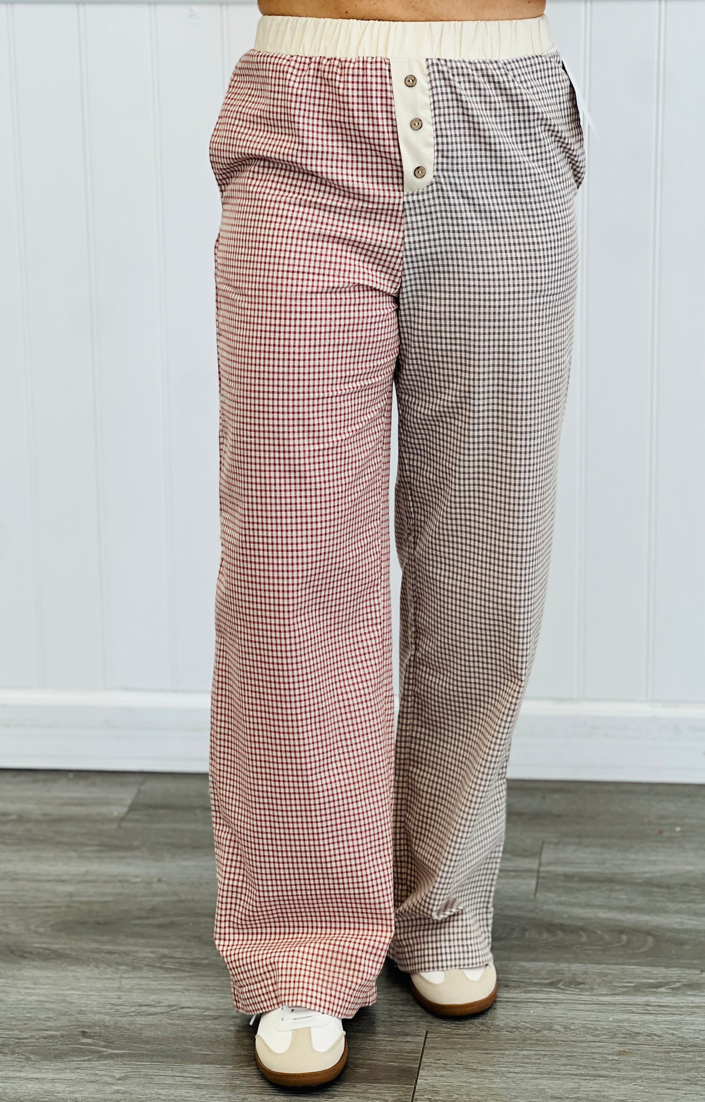 Gingham Print Colorblock Pants (Reg.) - 2 Colors