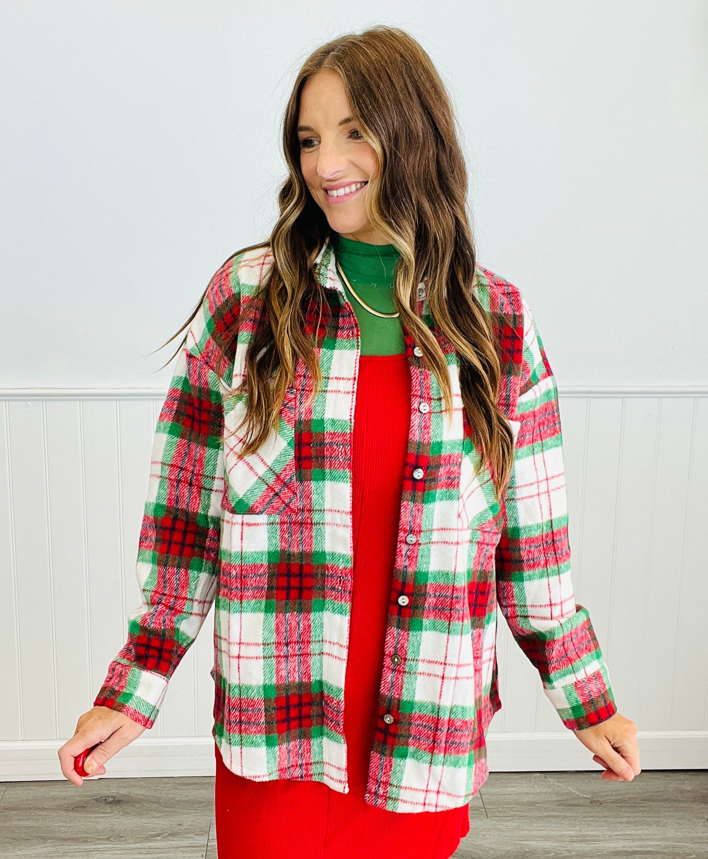 Red/Green Plaid Shacket (Reg & Plus)