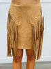 Starry Suede Fringe Mini Skirt (Reg & Plus)-2 Colors