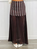 Brown Striped Snap Gold Button Top & Skirt Set (Reg.)