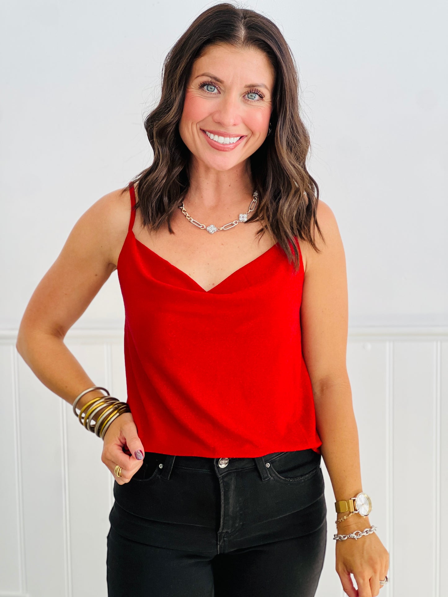 Shimmer Cowl Neck Camisole (Reg.) - 4 Colors